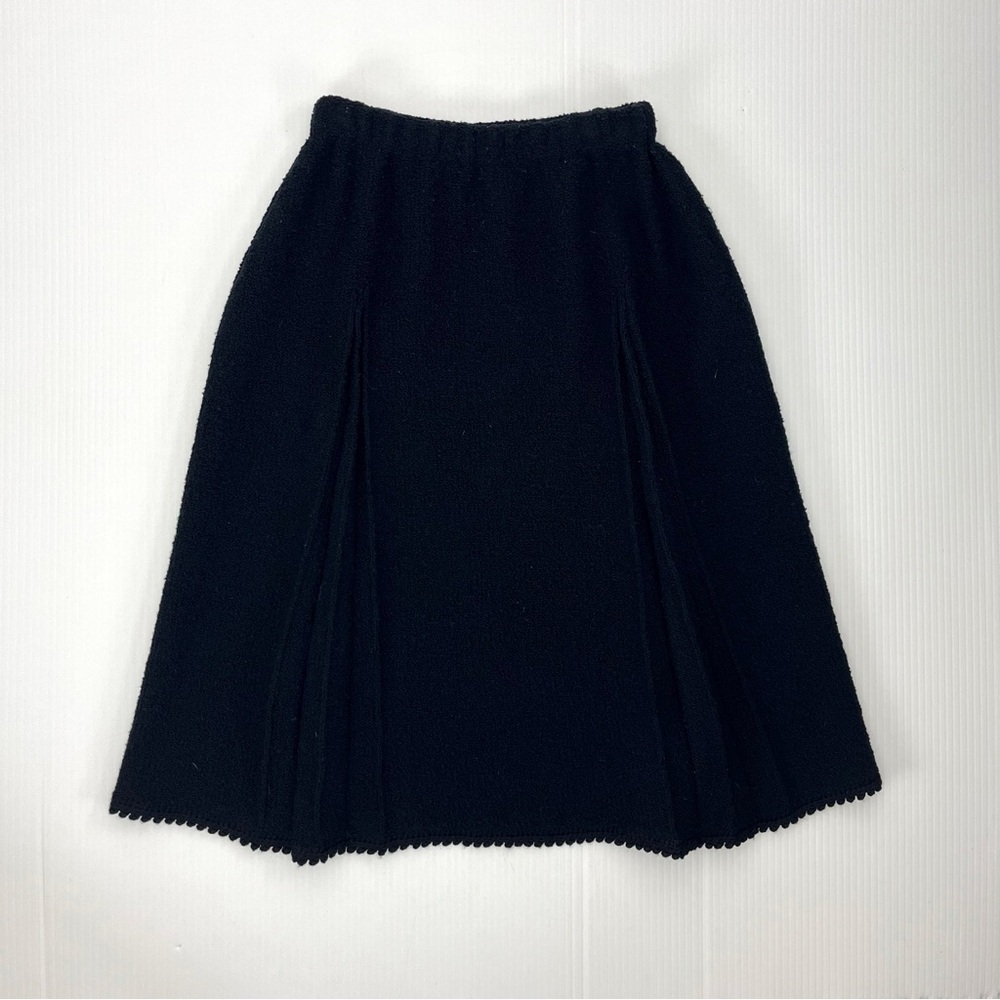 Vintage Adolfo Saks Fifth Avenue Black Knit Pleated Skirt